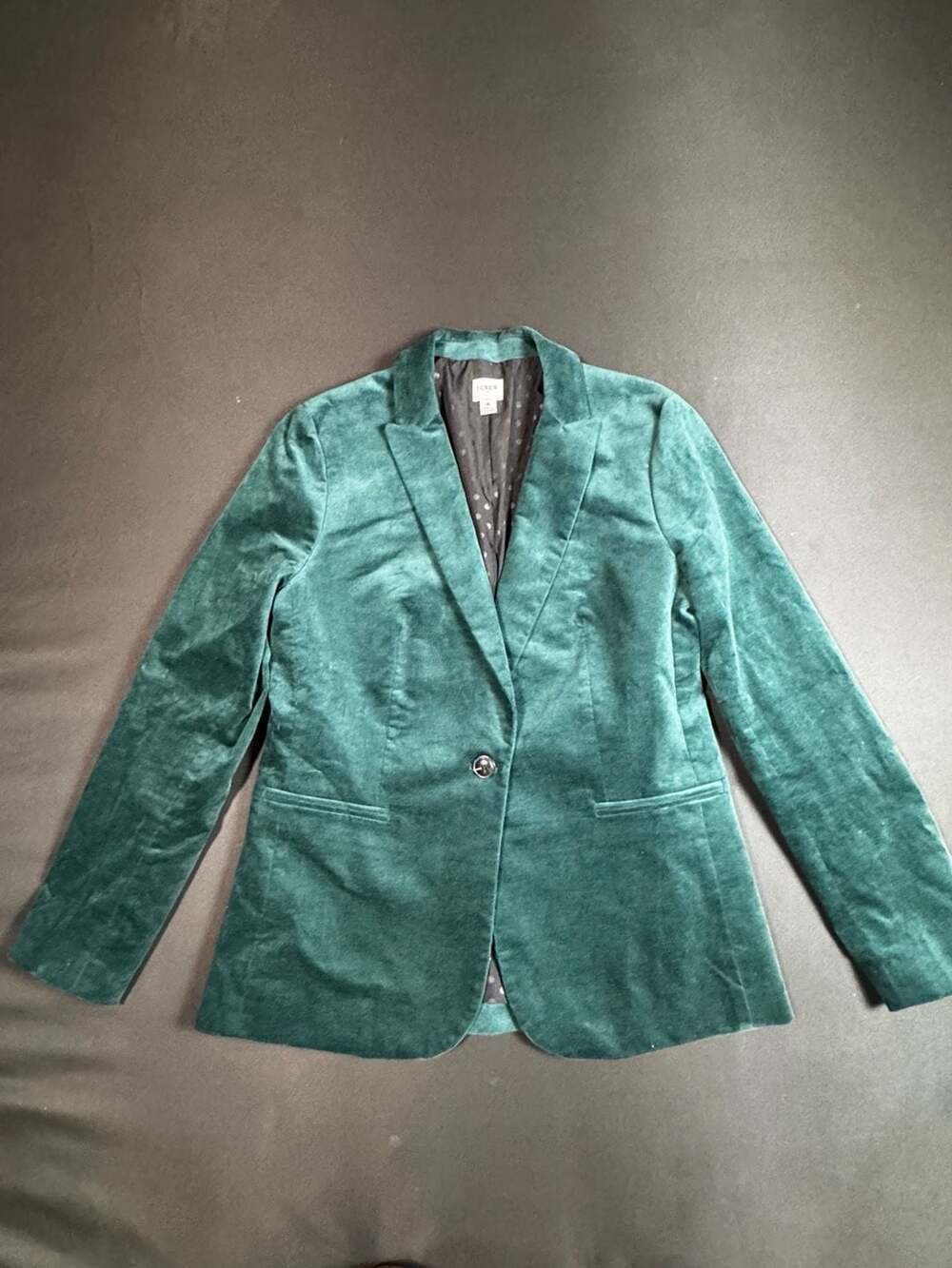 J.Crew Women's Emerald Green Velveteen One-Button Blazer